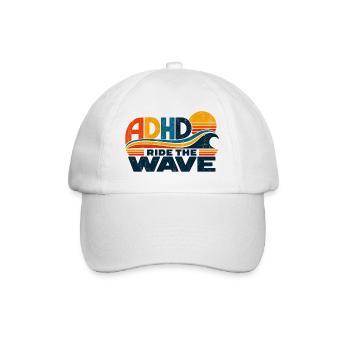 ADHD – Ride the Wave | Retro-Sonne & Welle - Baseballkappe - Weiß/Weiß - Vorne