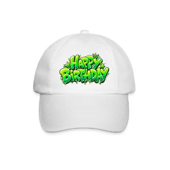 Happy Birthday Graffiti Slime: Zu stilvoll! - Baseballkappe - Weiß/Weiß - Vorne