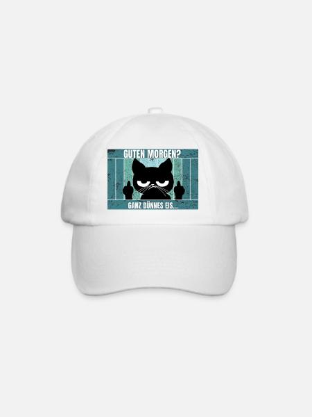 Katze Morgenmuffel - Baseballkappe - Weiß/Weiß