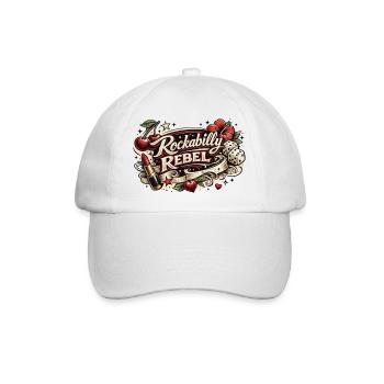 Rockabilly Rebel Tattoo Style - Baseballkappe - Weiß/Weiß - Vorne