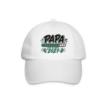 Papa wird geladen 2027 - Geschenk werdender Vater - Baseballkappe - Weiß/Weiß - Vorne
