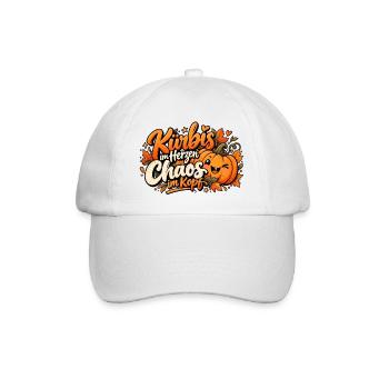 Kürbis im Herzen Chaos im Kopf Lustiges Halloween - Baseballkappe - Weiß/Weiß - Vorne