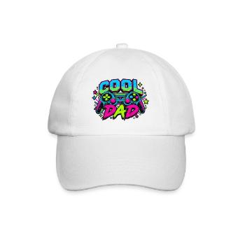 Retro Papa Neon Gaming - Baseballkappe - Weiß/Weiß - Vorne