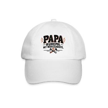 Papa. Ruhepol mit Werkzeugkiste. Geschenk Vatertag - Baseballkappe - Weiß/Weiß - Vorne