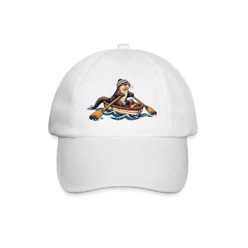Otter im Ruderboot – Lustiges Wasser & Outdoor Mot - Baseballkappe - Weiß/Weiß - Vorne