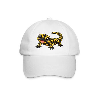 Salamander Kawaii Style – Süßes Amphibienmotiv - Baseballkappe - Weiß/Weiß - Vorne