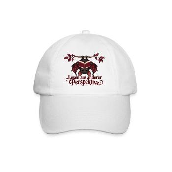 Lesende Fledermaus mit Perspektivwechsel - Baseballkappe - Weiß/Weiß - Vorne