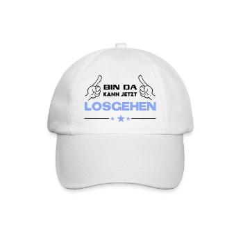 Bin da Kann losgehen T-Shirt Sprüche Lustig - Baseballkappe - Weiß/Weiß - Vorne