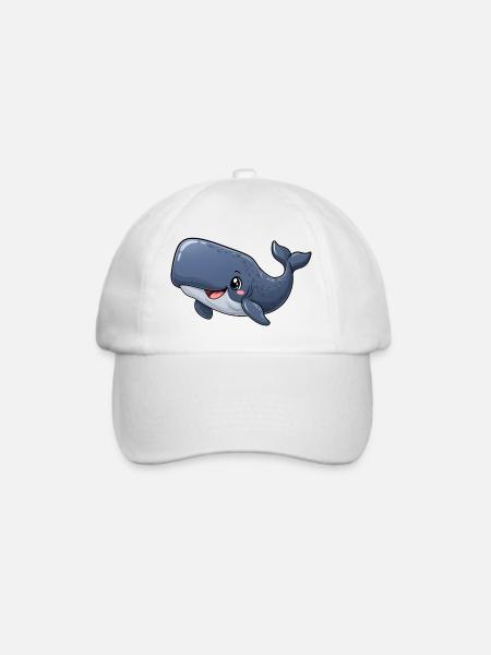 Pottwal Kawaii Style – Süßer Meeresriese - Baseballkappe - Weiß/Weiß