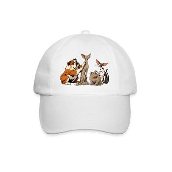 Bulldogge und Katze beim Bildhauern - Baseballkappe - Weiß/Weiß - Vorne