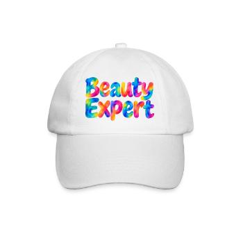 Beauty Expert – Bunter Spruch für Beautyfans - Baseballkappe - Weiß/Weiß - Vorne