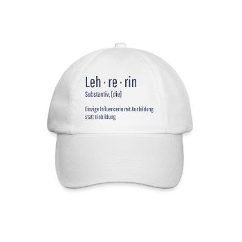 Lehrerin Substantiv Influencerin Schule Geschenk - Baseballkappe - Weiß/Weiß - Vorne