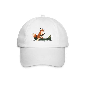 Fuchs und Frosch im Kanu – Outdoor-Abenteuer - Baseballkappe - Weiß/Weiß - Vorne