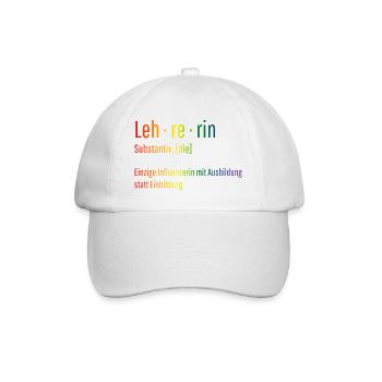 Lehrerin Substantiv Influencerin Schule Geschenk - Baseballkappe - Weiß/Weiß - Vorne