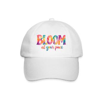 Bloom at your pace – Bunter Aquarell-Spruch - Baseballkappe - Weiß/Weiß - Vorne