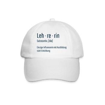 Lehrerin Substantiv Influencerin Schule Geschenk - Baseballkappe - Weiß/Weiß - Vorne