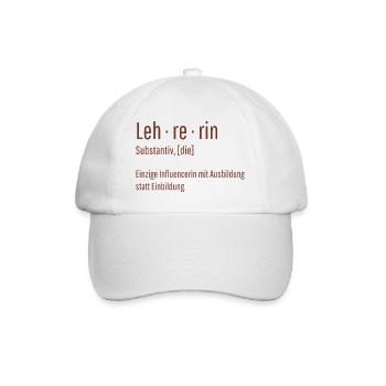 Lehrerin Substantiv Influencerin Schule Geschenk - Baseballkappe - Weiß/Weiß - Vorne