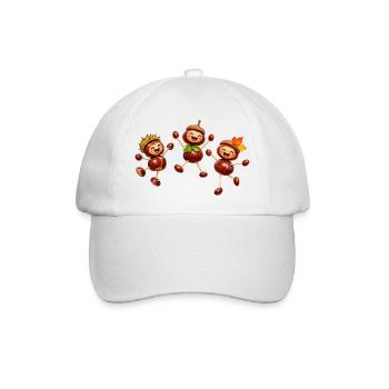 Fröhliche Kastanienfiguren im Herbst - Baseballkappe - Weiß/Weiß - Vorne