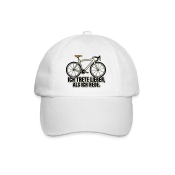 Ich trete lieber, als ich rede – Fahrrad - Baseballkappe - Weiß/Weiß - Vorne