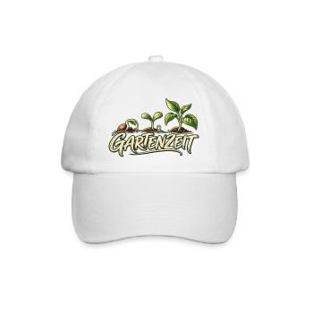 Gartenliebe Line Art Geschenk für Gärtner - Baseballkappe - Weiß/Weiß - Vorne