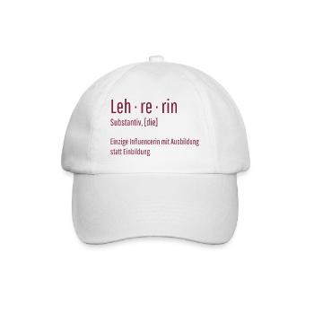 Lehrerin Substantiv Influencerin Schule Geschenk - Baseballkappe - Weiß/Weiß - Vorne