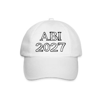 Abi 2027 Schriftzug handgezeichnet - Baseballkappe - Weiß/Weiß - Vorne