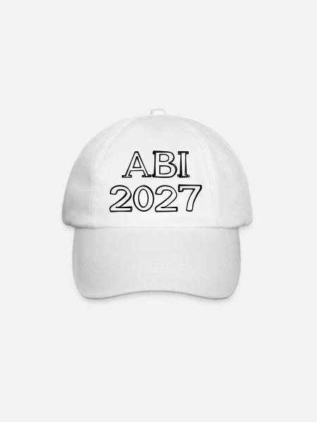 Abi 2027 Schriftzug handgezeichnet - Baseballkappe - Weiß/Weiß