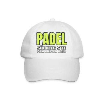 Padel - süchtig seit dem ersten Ball - Vintage - Baseballkappe - Weiß/Weiß - Vorne