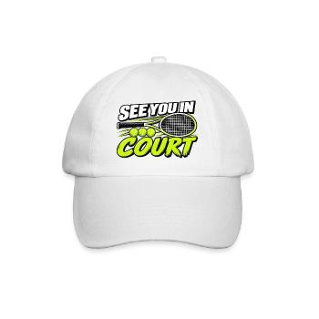 Lustiges Tennis Wir sehen uns auf dem Feld Spieler-Liebhaberkunst - Baseballkappe - Weiß/Weiß - Vorne