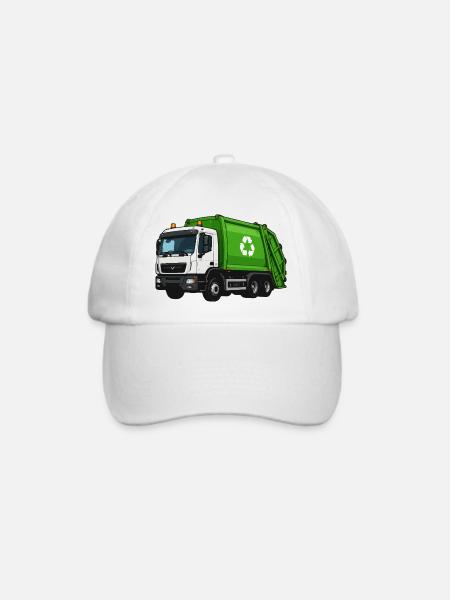 Grüner Müllwagen Recycling - Baseballkappe - Weiß/Weiß