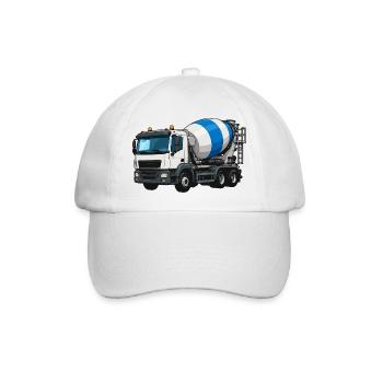 Betonmischer Lastwagen Design - Baseballkappe - Weiß/Weiß - Vorne