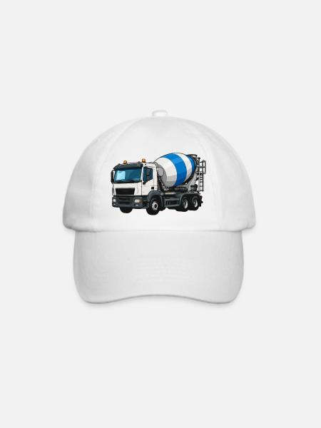 Betonmischer Lastwagen Design - Baseballkappe - Weiß/Weiß