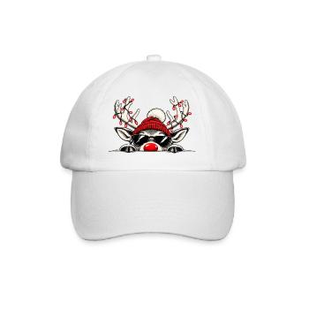 Cooles Weihnachtsrentier – Christmas Peekaboo - Baseballkappe - Weiß/Weiß - Vorne