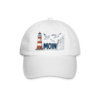 Moin am Leuchtturm - Baseballkappe - Weiß/Weiß - Vorne