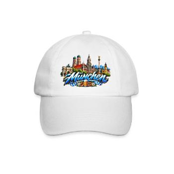 München Szene Bier & Skyline - Baseballkappe - Weiß/Weiß - Vorne
