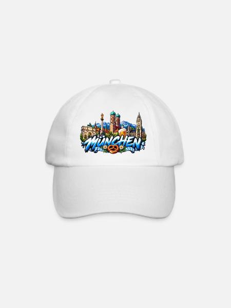München Skyline und Bierkunst - Baseballkappe - Weiß/Weiß