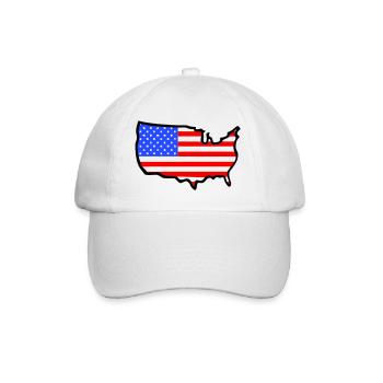USA-Flaggen-Land Gliederung - Baseballkappe - Weiß/Weiß - Vorne