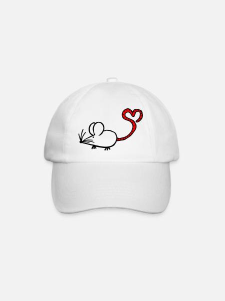 Mausi-Herz - Baseballkappe - Weiß/Weiß