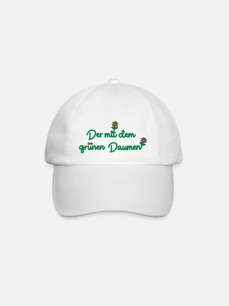 Der mit dem grünen Daumen - Baseballkappe - Weiß/Weiß