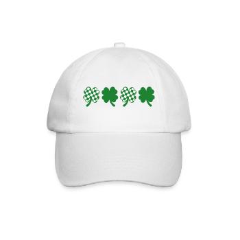 Karierter Klee St. Patrick's Day - Baseballkappe - Weiß/Weiß - Vorne