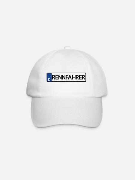 Autokennzeichen DE Rennfahrer lustige Auto Sprüche - Baseballkappe - Weiß/Weiß