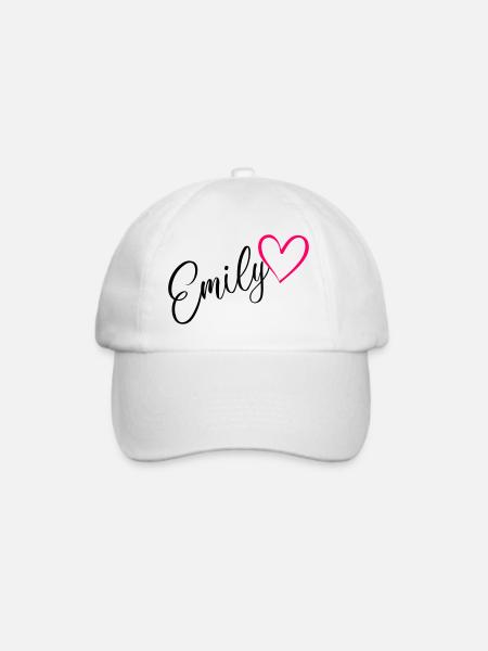 Emily Name Vorname Herz pink - Baseballkappe - Weiß/Weiß