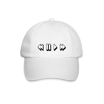 Rewind. Pause. Play. Fast Forward white/black⏪⏸▶️⏩ - Baseballkappe - Weiß/Weiß - Vorne