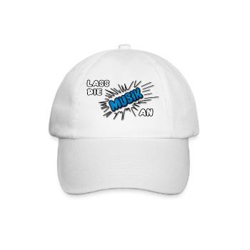 Pow Lass die Musik an - blau auf hell - Baseballkappe - Weiß/Weiß - Vorne
