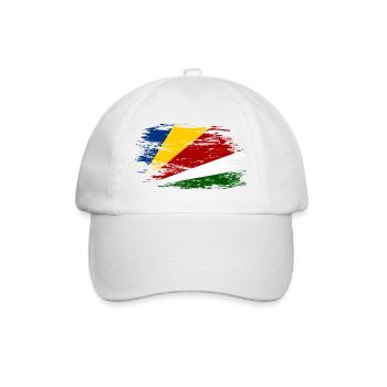 Seychellen Flagge used - Baseballkappe - Weiß/Weiß - Vorne