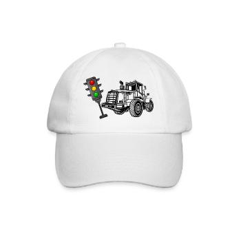 Ein Traktor fährt die Ampel um Ampel muss weg - Baseballkappe - Weiß/Weiß - Vorne