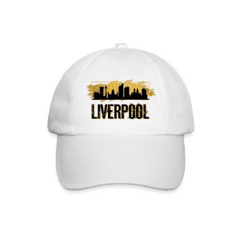 Liverpool England Stadt Skyline Heimat Liebe Gold - Baseballkappe - Weiß/Weiß - Vorne