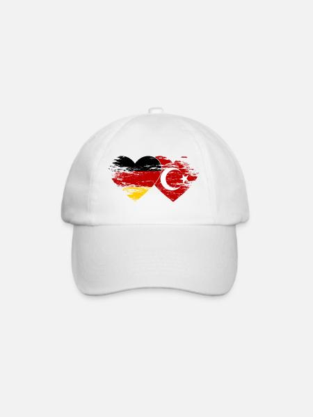 Deutschland Türkei Flagge used Herz - Baseballkappe - Weiß/Weiß