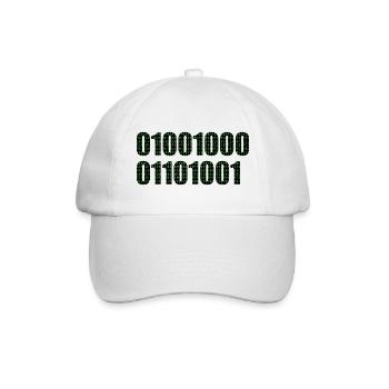 Binärcode "Hi" - Baseballkappe - Weiß/Weiß - Vorne