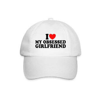 Liebe meine Freundin Ich liebe meine besessene Freundin - Baseballkappe - Weiß/Weiß - Vorne